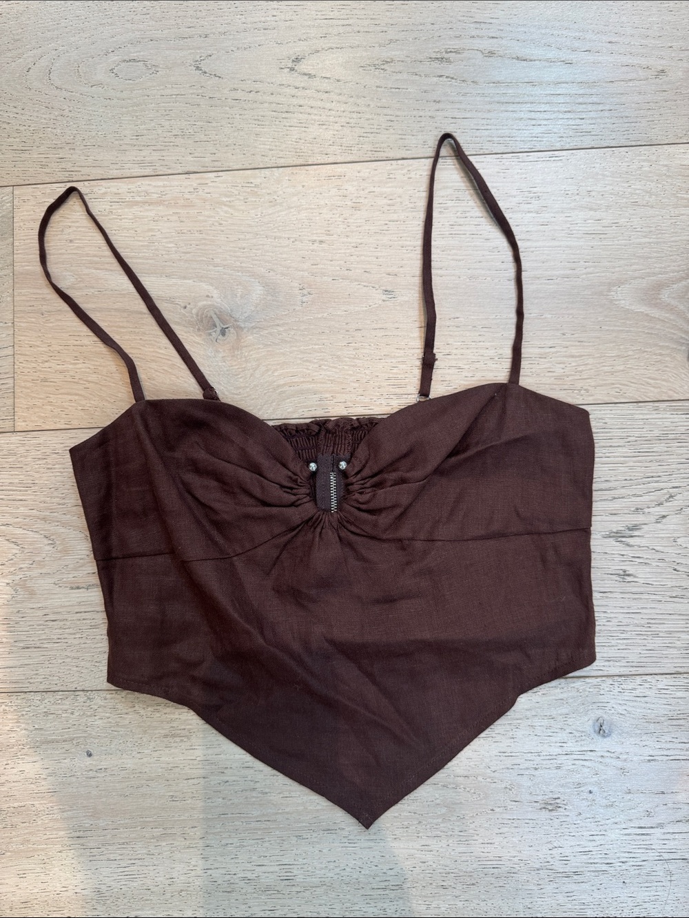 Reformation Chocolate Brown Handkerchief Hem Cami